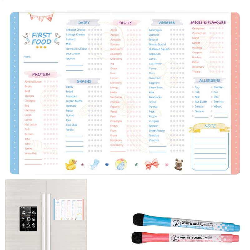 Baby Food List - Baby First Foods Checklist Magnetic Repeatable
