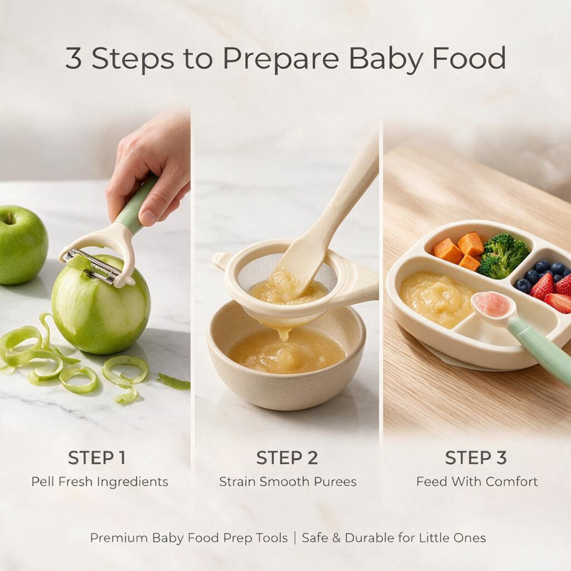 3PCS Baby Food Preparation Kit - огляд і ціна Baby Food Strainer