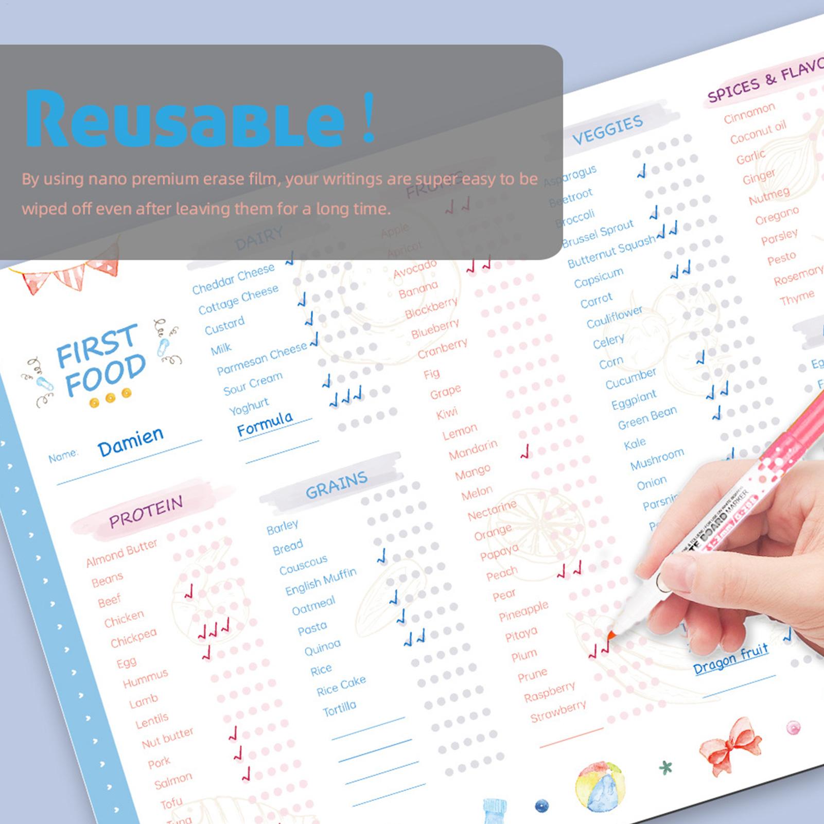 Reusable First Foods Tracker C - огляд і ціна Baby Food List